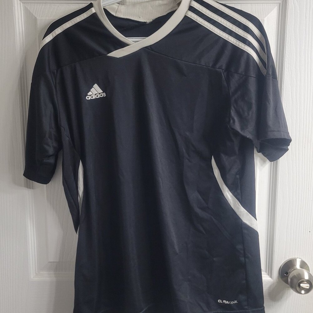 #85 Adidas Black White Short Sleeve Shirt S